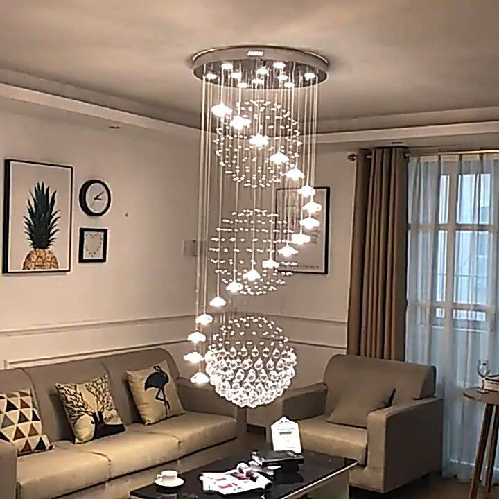 Modern Long Staircase Crystal Chandelier Lighting Indoor Lighting ...