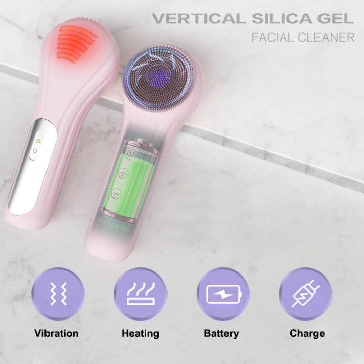 New Silicone Face Cleansing Device Vertical Ultrasonic Hot Compress 