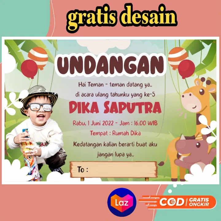 Kartu Undangan ULTAH Ulng Ulang Tahun Anak Ank Perempuan Laki Laki