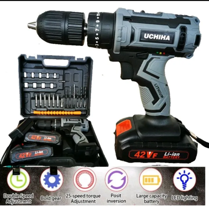 Bor Baterai 13mm Cordless 42 Volt Beton Besi Kayu Full Set Pilihan 25 ...