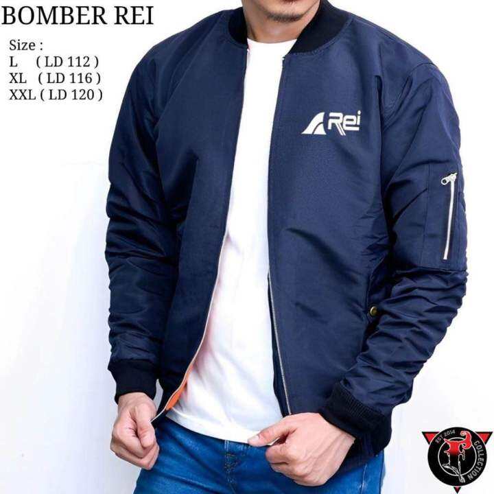Jaket pria bomber Rei bahan parasut fleece size L XL XXL Lazada Indonesia