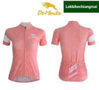 เสื้อปั่นจักรยาน Demonte สำหรับผู้หญิง ลายจุด polka dot สีชมพู