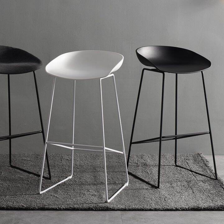Simple Bar Chair Iron Bar Chair Black and White Stool Modern Dining