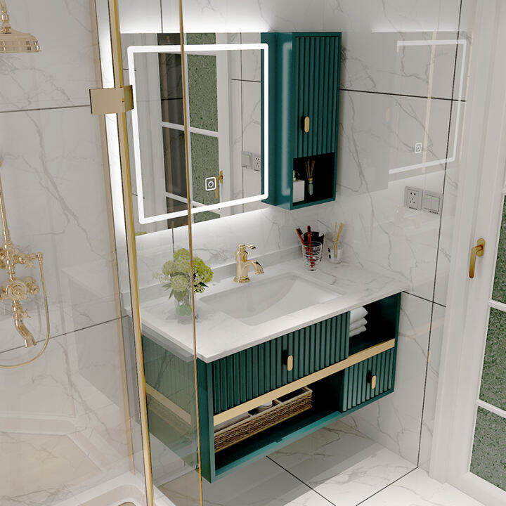 Solid Wood Bathroom Cabinet Combination Bathroom Wash Table Modern ...