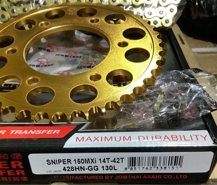 Sniper 150 sprocket set 1442428 gold jomthai Lazada PH