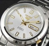 SEIKO 5 Automatic Mens Watch Stainless Strap รุ่น SNKK09K1 - สีเงิน/สีทอง