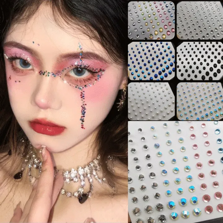 3D Pearl Face Jewels Eyeshadow Stickers Self Adhesive Face Body Eyebrow