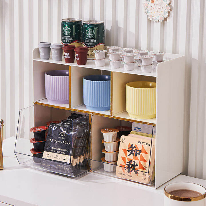 Office Tea Bag Storage Shelf Tea Room Bar Counter Storage Box Desktop
