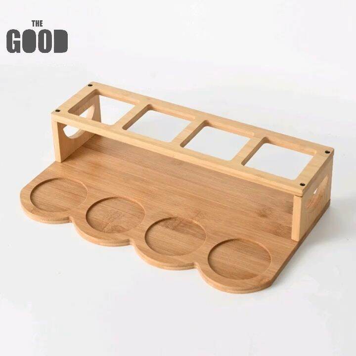 【Buy 1 Take 1】Bamboo Wood Shelf Round Square Wooden Oil Bottle Rack
