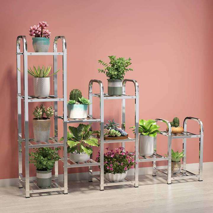 Stainless Steel Flower Stand Balcony Iron Living Room Multilayer Succulents Plants Flower Pots