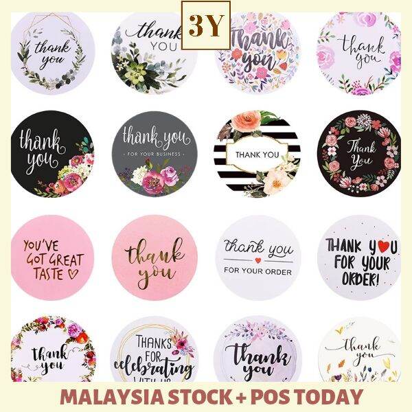 3Y 41 DESIGNS 500pcs/Roll Thank you Stickers Birthday Sticker ...