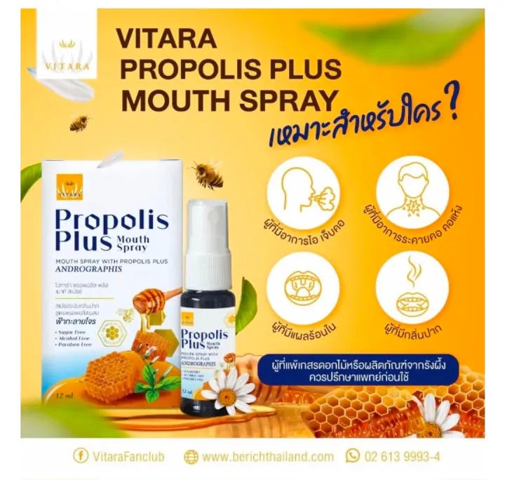 vitara-propolis-plus-สเปร์ยระงับกลิ่นปาก-ผสมฟ้าทะลายโจร-12-ml