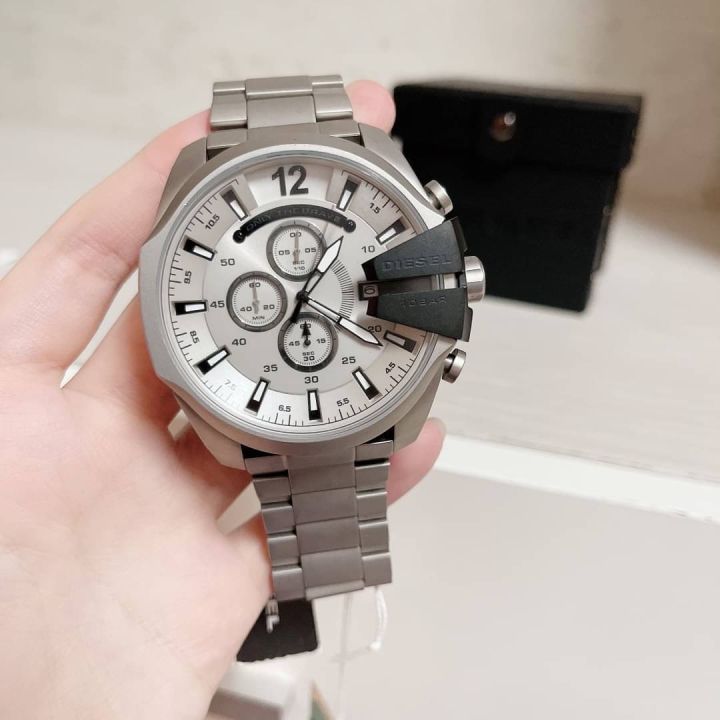 นาฬิกา-diesel-mens-mega-chief-chronograph-silver-tone-stainless-steel-watch-dz4501