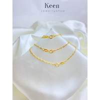 Keen jewelry สร้อยข้อมืทองแท้ สร้อยข้อมือผู้หญิง สร้อยข้อมือ 9K ของแท้ สร้อยข้อมือ 9K อิตาลี ลายโซ่ฝรั่งตัน (สีทอง) มีใบรับประกันจากทางร้าน