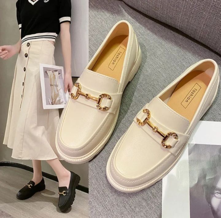 Chunky Loafers Women Comfortable Slip On Lug Sole Business Loafer Shoes ...