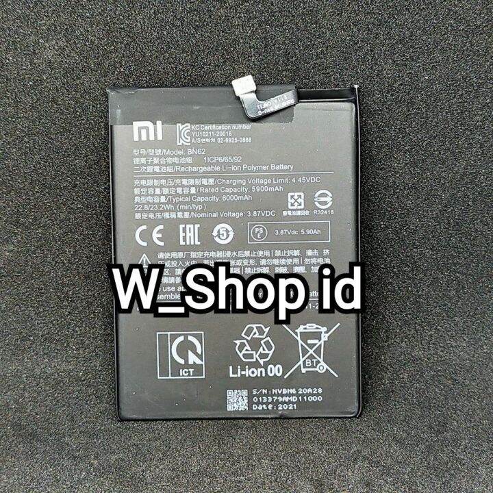 Baterai Batre Xiaomi Redmi 9t Original 100 Model Bn62 Batu Battery Batre Batrei Batere Batrai 9845