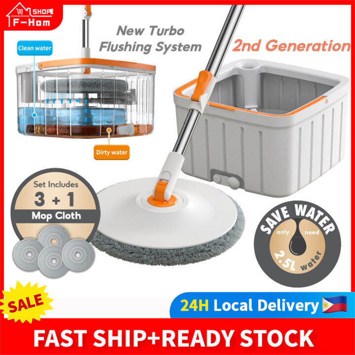 Fortune Home Spin Mop with Bucket with Squeezer 2 in1 Set Mop for Floor
