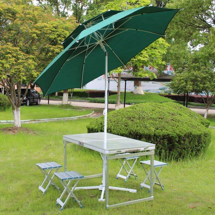 Foldable Table and Chair Outdoor Portable Stall with Umbrella Household