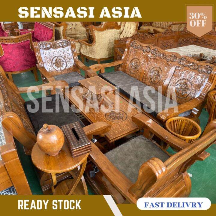 KERUSI MINIMALIS GAJAH KAYU JATI / KERUSI KAYU JATI INDONESIA/ SOFA SET