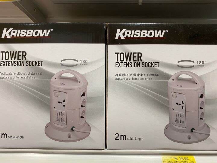 Krisbow Stop Kontak Model Tower Dilengkapi soket Universal dan Usb ...
