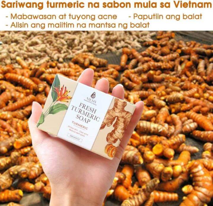 Mela Turmeric Soap Original Remove Dark Acne, Blemishes, Brighten Skin