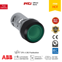 ABB CP1-13G-10 สวิตซ์ปุ่มกดแบบมีแลมป์ หัวเรียบ, กดแล้วเด้งกลับไฟเลี้ยง 220VAC/DC (1NO) llluminated Pushbuttons Switch (With LED)