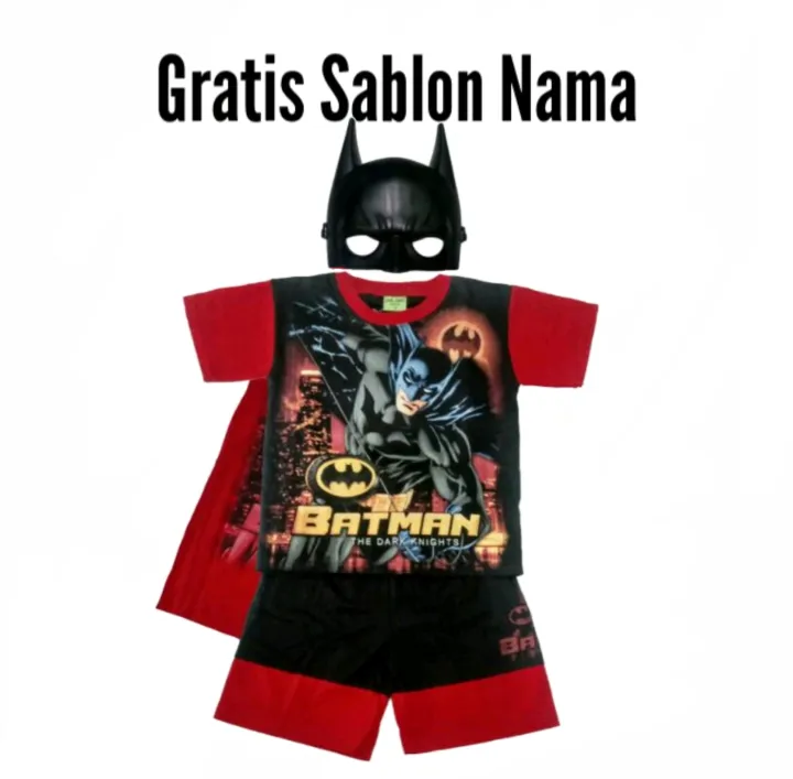 Baju batman kaos setelan anak batman gratis sablon nama | Lazada Indonesia