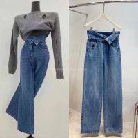 NEW•CLOSET DENIM? (550฿ฟรีส่ง) กางเกงยีนส์ขากระบอก เอวสูง ดีเทลพับขอบเอว ทรงสวยมากกก ผ้าเนื้อดีมาก