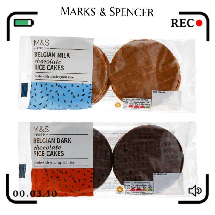 m&s🇬🇧 Belgian Milk chocolate/Dark chocolate rice cakes 102g.ขนมข้าวพอง