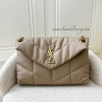 DARK BEIGE SAINT LAURENT LOULOU SMALL CHAIN BAG (494699DV727)