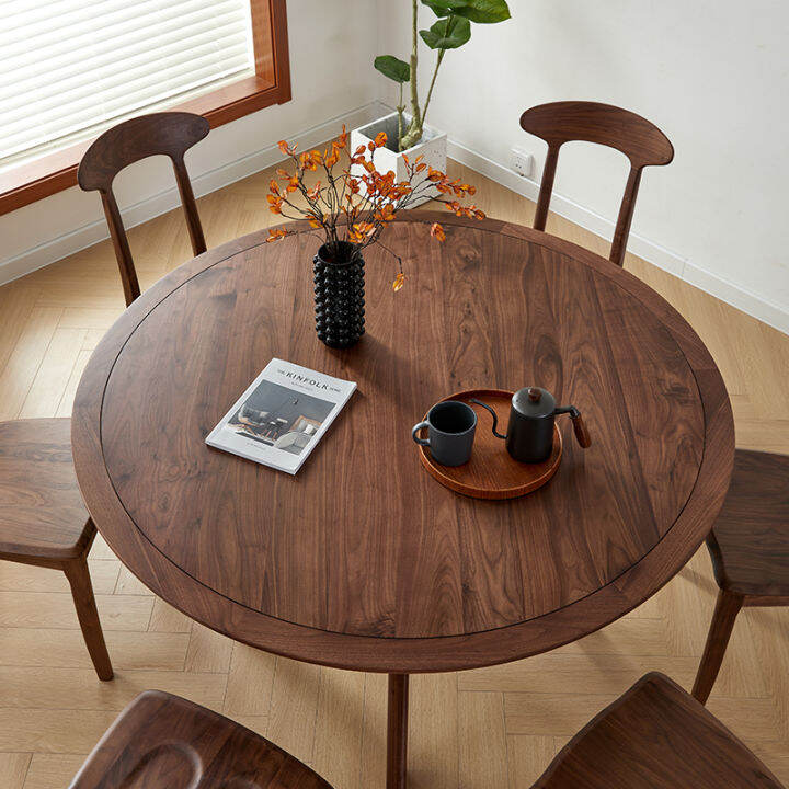 Nordic Solid Wood round Table North America Black Walnut Wooden round