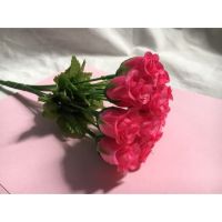 ดอกกุหลาบสีชมพูเข้ม กุหลาบปลอม แพ็คละ 12 ดอก ดอกไม้วาเลนไทน์