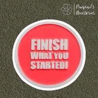 ʕ •ᴥ•ʔ ✿ พร้อมส่ง : เข็มกลัดลายป้ายข้อความสีแดง | "FINISH WHAT YOU STARTED" Quote Red Text Label Enamel Brooch Pin.