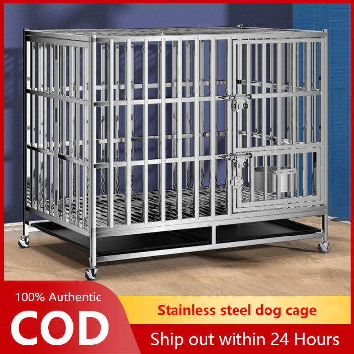 Stainless steel dog cage large dog medium dog with toilet household