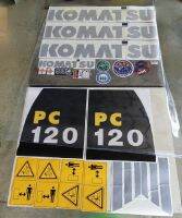 สติ๊กเกอร์  Komatsu PC120-8 ติดรอบคัน ตัวหนังสือสีน้ำเงิน งานนำเข้าเกรดA อะไหล่ รถขุด อะไหล่รถขุด อะไหล่รถแมคโคร