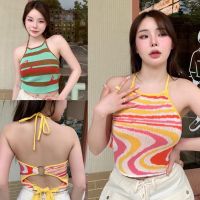 Knit Top Summer” ผ้า knitting ทอแน่นๆงานสวยมากๆรุ่นนี้มีดีเทลด้านหลัง โชว์หลัง มีห่วงสีเงินกลมๆด้านหลังเสื้อ