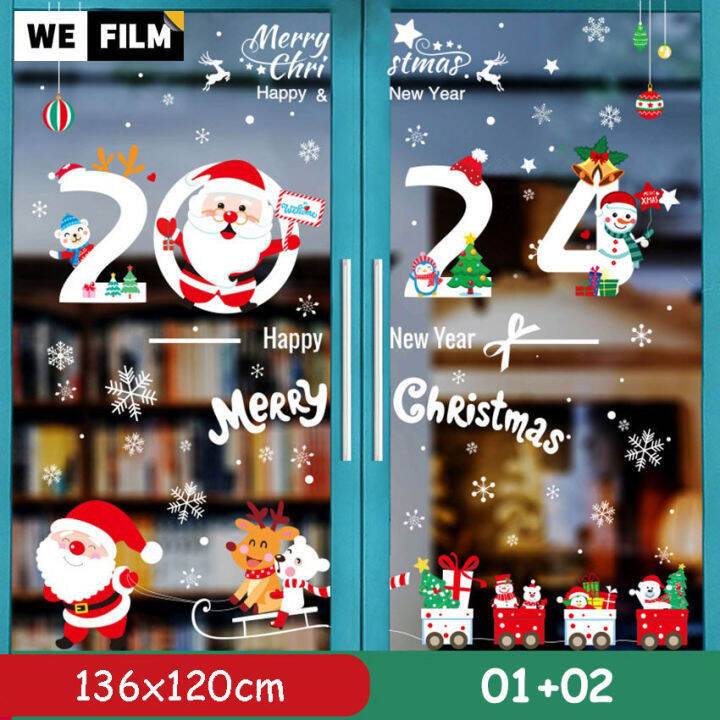 WEFILM Christmas Window Stickers Glass Decals Static Christmas Decor