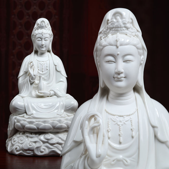 Dai Yutang Ceramics Water Lilies Guanyin Bodhisattva/Buddha Statue ...