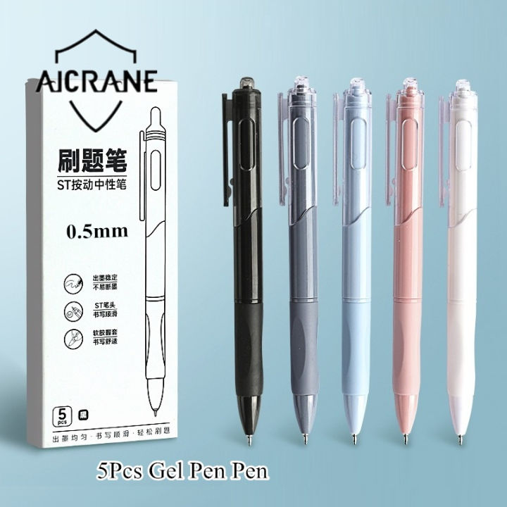 5pcs St Head Click Ballpoint Pens, Quick-drying Red Ink For