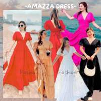 FashionHit•Amazza Dress• เดรสยาวกระโปรงสุดอลัง คอวี สวยปังงง