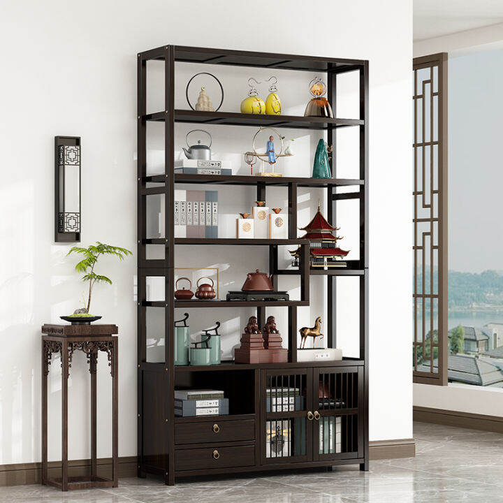 Antique Shelf Tea Display NonSolid Wood New Chinese Style