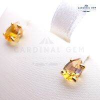 CARDINALGEM ⚜️ ต่างหูซิทรีน Golden Citrine พลอยแห่งการชำระล้าง ต่างหูเงินแท้ 925 ทรงหยดน้ำ งานอิตาลี ชุบทองคำ 6*8 mm. [สินค้าจริงตามภาพ?]