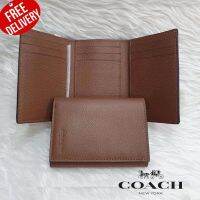 กระเป๋าสตางค์ 3 พับ Coach for Men Trifold Wallet Sport Calf Leather Wallet in Saddle