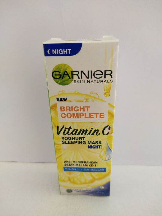 Garnier Light Complete Yoghurt sleeping mask night cream 20ml Aksi mencerahkan kulit wajah sejak