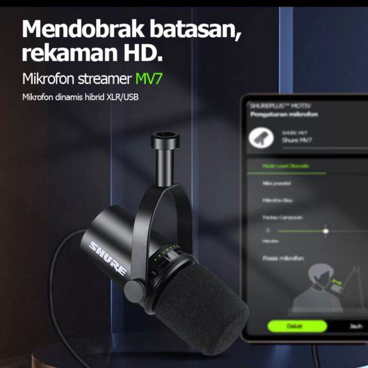 shuer/mv7 mic kondensor original,microphone youtuber,mic condenser