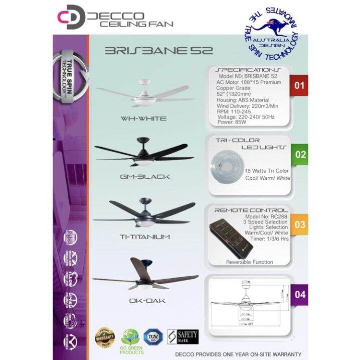 Decco Brisbane Ceiling Fan(Free Basic Installation) Lazada Singapore