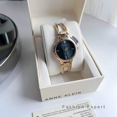 ✨ของแท้100%✨ นาฬิกาข้อมือ สีทอง Anne Klein Womens AK/2626RGRG Diamond-Accented Dial Gold-Tone Open Bangle Watch