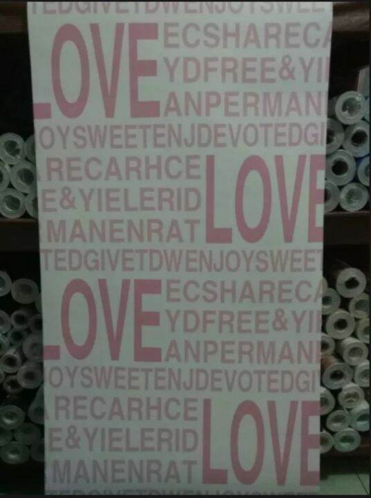 Wallpaper dinding motif tulisan love warna pink Lazada Indonesia