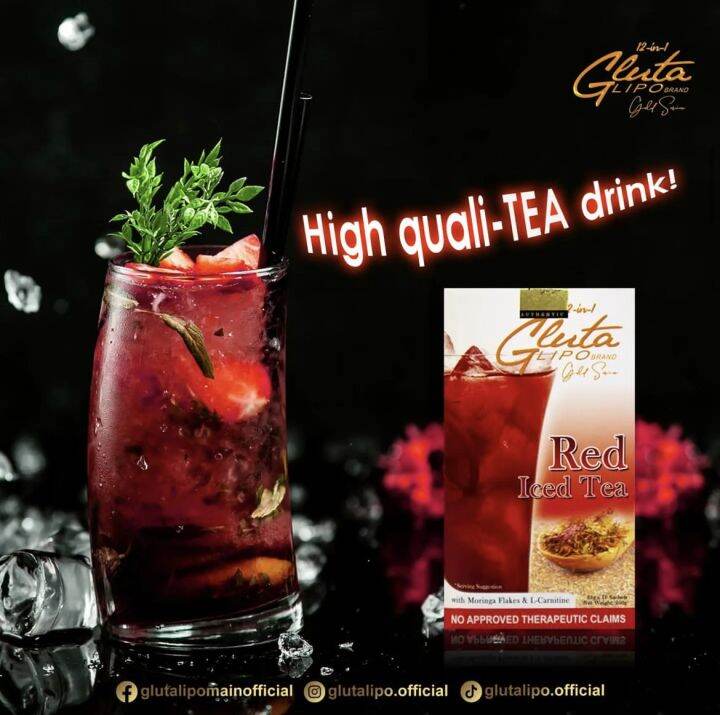 Original 12in1 Glutalipo Red Iced Tea with LCarnitine and Moringa