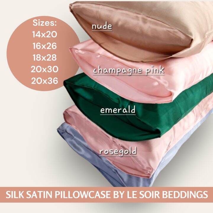 Premium Silk Satin Pillowcase with zipper or overlap Le soir beddings Lazada PH